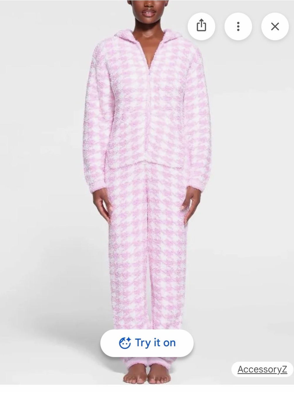 Soft Pink Houndstooth Kids Pajama Set - Cozy Hooded Top & Pants